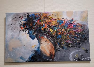 Monja Bartholomäus - Bild Frauenkopf mit Blumenhaaren